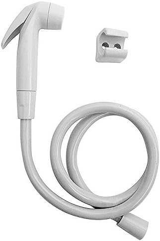 ZEYA Parrot White ABS Health Faucet with PVC Tube and PVC Wall Hook Set (Silver, Chrome Finish)
