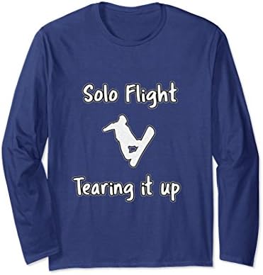 Unisex Snowboarding L/S T Shirt - Solo Flight; tearing it up Medium Navy