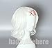 Happylifehere Japanese Anime Curly White Short Cosplay Costume Wig + Free Red Clips + Tattoo + Wig Cap