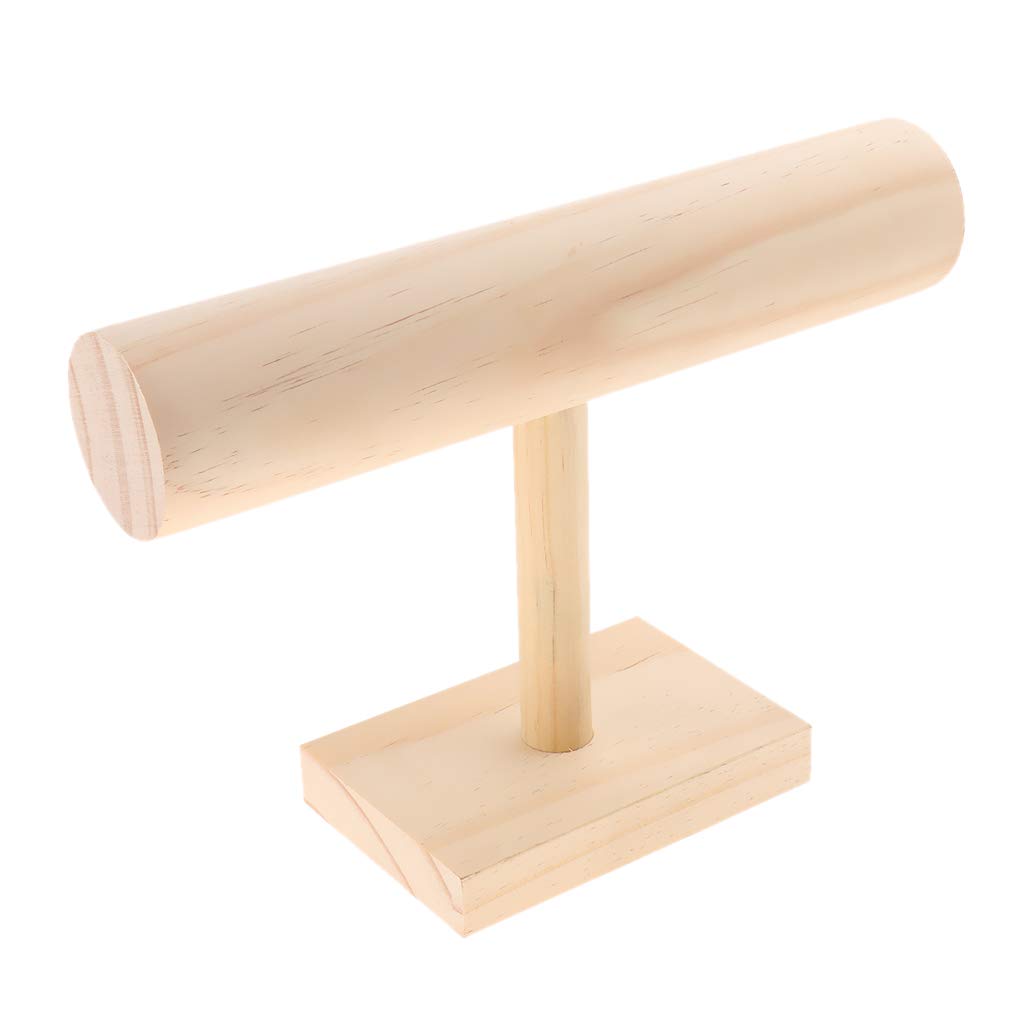 Fenteer Wooden T-Bar Jewelry Organizer Rack Bangle Bracelets Wristwatch Anklets Display Stand (24.5cm x 17.5cm)