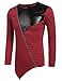 COOFANDY Men's Shirts Casual Zipper Shirt Irregular Long Sleeve T Shirts, St2-red, Large
