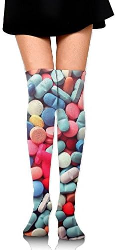 Pill Tablet Capsule Knee High Socks Ventilate Tube Running Compression Socks