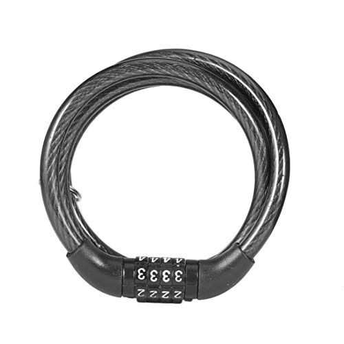 Baynne Manganese Steel + PVC + ABS Black 1200mm8mm(L x Dia) 4 Digit Combination Password Bike Bicycle Lock Steel Wire Security Cable