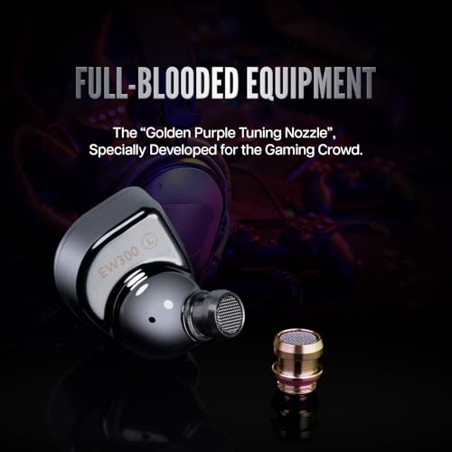 Linsoul SIMGOT EW300 1DD+1Planar+1PZT Hybrid In-Ear Controller, IEM Headphones, Gaming Headphones, Detachable Earphones, OFC Cable Silver for Audiophile (DSP Edition, TypeC With Mic)
