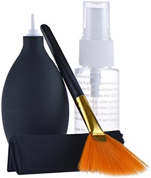 4 In 1 Professional Cleaning Kit Bundle Set For DSLR Camera Lenses And Electronic Device Screens, Micro-Fiber Cloth, Anti-Static, Fan Shaped Brush, Air Blower