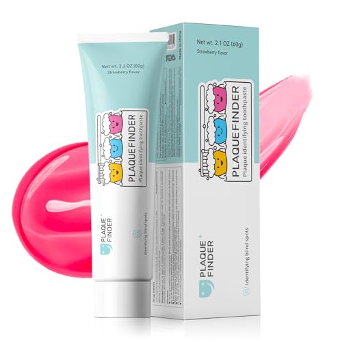Plaque Disclosing Toothpaste for Kids & Adults, Strawberry Flavor with Fluoride, Fun Oral Health Learning Tool for Ages 3+, See & Clean Plaque in One Step, 2.1 oz