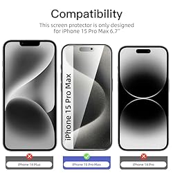 NEW'C 3 Pack Privacy Screen Protector for iPhone 15
