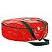 ZOBER Christmas Wreath Storage Container - 36 Inch Wreath Bag for Artificial Wreaths - Dual Zippered Wreath Storage W/Strong, Durable Handles - Red