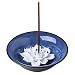 Uniidea Incense Holder for Sticks, Ceramic Handicraft Incense Burner Bowl, Coil Lotus Ash Catcher Tray 4.62 Inch Dark Blue