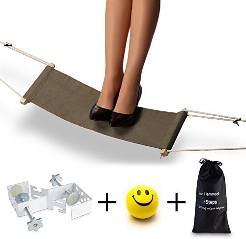 Foot Hammock “Improved Version“ – Hammock Foot Rest for Office Workers, Durable Oxford Cloth and Strong Clamps + Anti-stress Ball by Idosteps