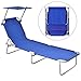 Heize best price Blue Foldable Outdoor Relax Chaise Lounge Beach Chair Bed Camping Recliner w/Canopy Cot Outdoor Portable Military Bed Hiking(U.S. Stock)thumb 1