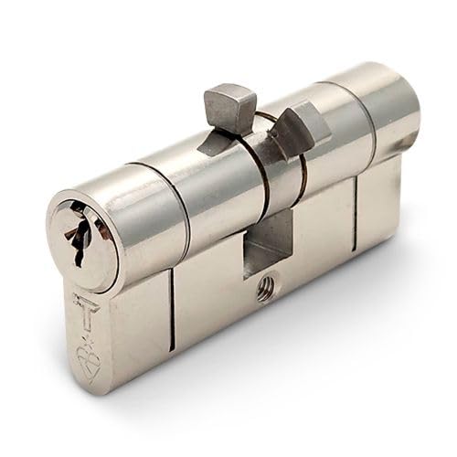 TSS - TS007 High Security - Twin Cam Euro Cylinder - 35/35mm - Split Cam to Suit Banham 363 Type Mortice Lock Case. Supplied with 3 Keys - British Standard (Chrome)