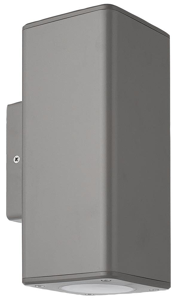 PRO ELEC PEL00832-GRY Outdoor Up and Down Squared Wall Light, IP44, Grey