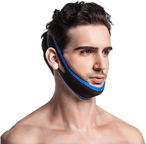 New PREMIUM Double Adjustable Anti Snoring Chin Strap Sleeping Aid Solution For Improved &amp; Uninterupted Deep REM Sleep (Blue)