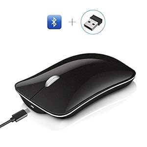 Wsky 2.4GHz ワイヤレス マウス Bluetooth 無線 マウス 1600DPI 高精度 静音 光学式 超薄型 USB充電式