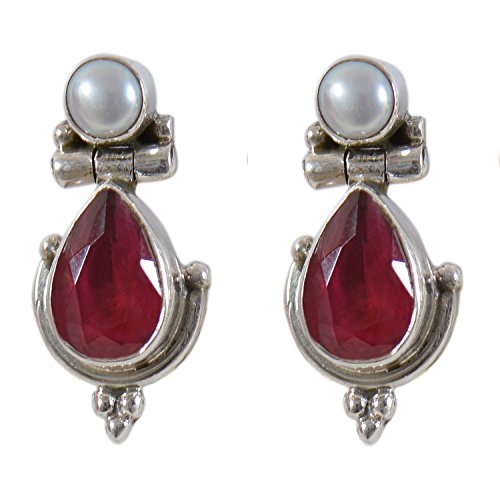 Silverwala925-92.5 Sterling Silver Pearl, Ruby, Cubic Zirconia, Onyx, Emerald Stone Stud Fashion Earring for Women and GirlS