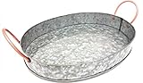 Galrose OVAL SERVING TRAY METAL - Decorative Tray Serving Platter/Dish Heavy Duty Galvanized Iron/Rose Gold Handles for Drinks Bar Table Centerpiece Ottoman Housewarming Gifts for Couples Unique