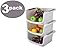YBM HOME Plastic Stackable Storage Basket Organizer Tray Open Bin Set of 3 White 2137