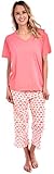 Pink Lady Women's Cotton Knit Short Sleeve Top and Capri Butterfly 2 Piece Pajama Set