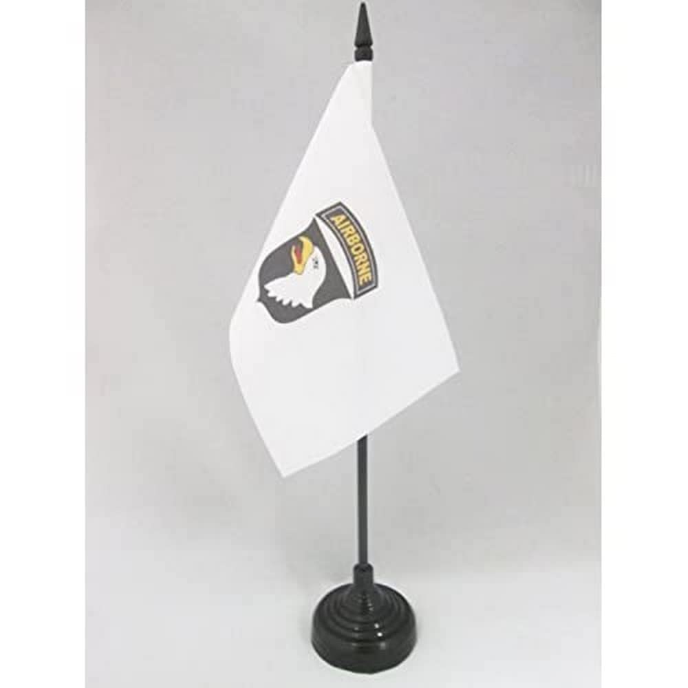AZ FLAG - USA Airborne with white eagle Table Flag 4'' x 6'' - American Office Mini Banner 100% Polyester 15 x 10 cm - Mini Desk Flag with 10'' Pole and Black Plastic Base