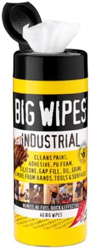 Big Wipes 60020004 Industrial Pre-Moisten Heavy Duty Cleaning Wipe, 10" Length x 6-1/2" Width (8 Tubs of 40)