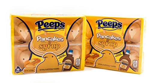 Pancake & Syrup Flavored Marshmallow Peeps - 2 Packs of 10 - Maple Colored Peeps Chicks - Novelty Breakfast Candy - Gluten Free Candy - Naturally & Artificially Flavored