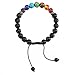 7 Chakra Healing Lava Stone Diffuser Bracelet - Braided Rope Natural Gemstone Beads Bracelet