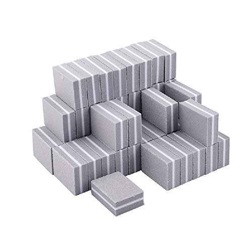 YIMART 20 Pcs Double-sided Mini Nail Buffer Block Colorful Sponge Nail Polish Sanding Buffer Strips Nail File Blocks Manicure Tools (Gray) - Thumbnail 7