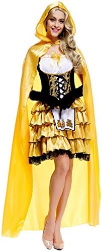ZNFQC Women's Snow White Yellow Princess Dress Halloween Costume (Yellow)