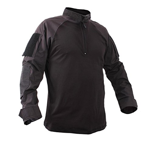 Rothco 1/4 Zip Combat Shirt, Black, Medium