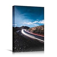 Canvas Wall Art Road Lights Cityscape Colorful Modern Multicolor Neon Photography Places - 12x18 inches