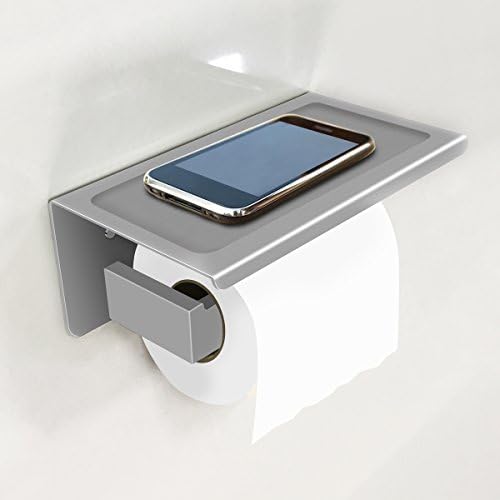 Toilet Paper Holder with Phone Storage Shelf Rack SUS304 Stainless Steel Bathroom Tissue Paper Holder Brushed Finish Bathroom Accessories for Home Apartment Hotel