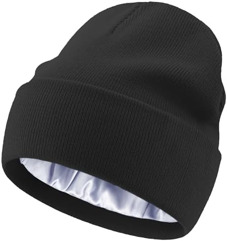 3 Pack Satin Lined Winter Beanie Hats,Silk Lined Beanie Knit  display picture 1