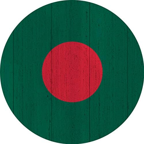 VINOXO Large 40 cm Round Wooden Cricket Flags Wall Plates for Home, Pubs, Restaurants & Coffee Shops (Multi-Colour) (Bangladesh)