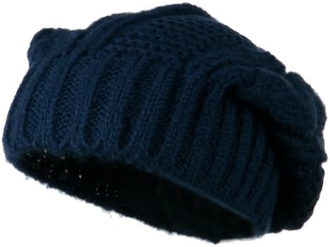 Big Skullie Cable Beanie - Navy OSFM