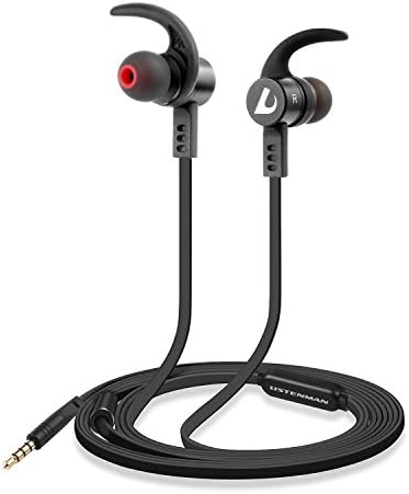 Listenman In-ear Noise Cancelling Headphones, Wired Earphones In Ear Corded Earbuds with Built-in Microphone -B11 Black