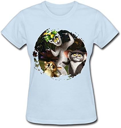 Women's The Penguins Of Madagascar King Julien Poster T Shirts Size L SkyBlue