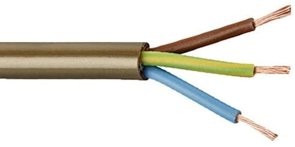 Merriway BH05698 3-Core Round Flex Lighting Lamps Cable, 2183Y 0.5mm Gold, 5 Metres (16.5 feet)
