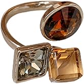 Geometric Square Rhinestone Adjustable Open Band Statement Ring for Women Gold Plated Round Princess Cut CZ Cube Statement Stacking finger Band Rings Wedding Party Fashion Jewelry