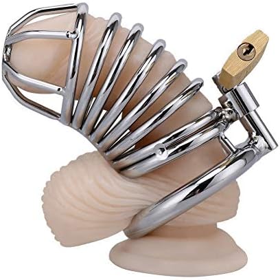 Faithful Toy - Lock Your Heart, Connect You And Me Ch-à-s-tǐty C-á-g-ê Short L-ǒ-c-k Men M-ǎ-l-e Steel Pink Clear Small Stainless Steel D-è-v-íces