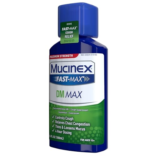 MUCINEX DM MAX LIQUID COUGH & COLD MEDICINE FOR ADULTS, COLD AND FLU MEDICINE FOR EXCESS MUCUS RELIEF, GUAIFENESIN & DEXTROMETHORPHAN EXPECTORANT & DECONGESTANT FOR ADULTS, DR RECOMMENDED, 6.0 FL OZ