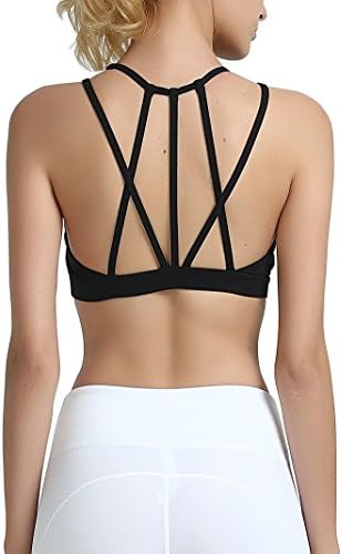 CHENGDAO Light Impact Women Sports Bra Sexy Mesh Crossback Wireless Yoga Bra Removeable Pad