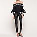 SIMSHION Women's Summer Off Shoulder Trumpet Sleeve Ruffled Collar Casual Blouse Tops Shirts Black M