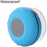 Waterproof Bluetooth Shower Speaker, Lonchan Water Resistant Handsfree Portable Wireless Shower Speaker ,Build-in Microphone, Solid Suction Cup, 6 hrs Play Time,Blue