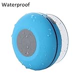 Waterproof Bluetooth Shower Speaker, BoNBoN Water Resistant Handsfree Portable Wireless Shower Speaker,Build-in Microphone, Solid Suction Cup, 4 hrs Play Time,Blue