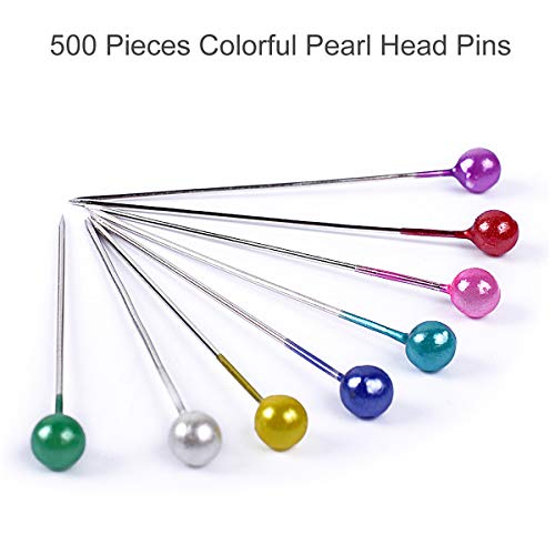 eZAKKA 500pcs Sewing Pins 38mm Multicolor Ball Head Pins Quilting Pins in Plastic Storage Jar Containers with Pin Cushion Lid for Dressmaking Jewelry Components Flower Decoration (Pink)
