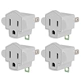 3-2 Prong Adapters Grounding Adapter - JACKYLED 3-Prong to 2-Prong Adapter Converter ETL Listed Fireproof Material 200℃ Resistant Heavy Duty Wall Outlets Plugs for Household Appliances Industrial- 4 pack