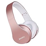Wireless Headphones Over Ear, JIUHUFH Foldable Wireless Bluetooth Headphones Headset for Cell Phones, Tablets, Computer (Support FM Radio, SD Card and Wired Modes, Built in HD Mic)-Rose Gold