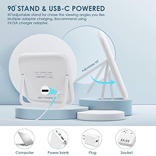 Guina Light Therapy Lamp, Ultra-Thin UV-Free 10000 Lux Therapy Light, Touch Control with Stepless Brightness Levels and 4 Timer Function, Memory Function, 90°Rotatable Stand for a Happy Life