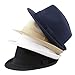 The Hat Depot Unisex Cotton Twill Herringbone Fedora Hat (L/XL, Black)